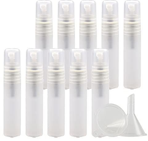 ZEOABSY 10 Pezzi 3ml Flaconi Spray Vuoti, Bottiglie Spray Trasparente opaco Plastica Fine Nebbia Bottiglia Set da Viaggio, Flacone Spray Vuoto con Pompa, acqua Profumo Sprayper