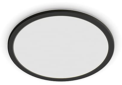 Philips LED Badezimmer Deckenleuchte Superslim (15 W), 3 Lichteinstellungen, warmweißes Licht, dimmen ohne Dimmer, IP44 Schutz, schwarz, 25cm