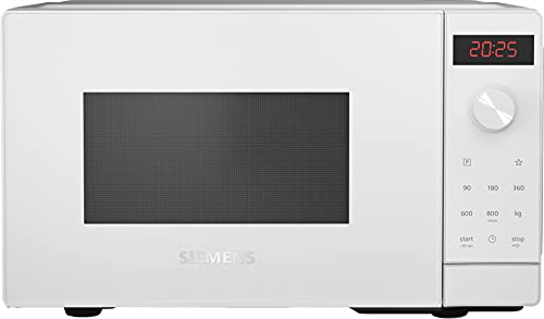 Siemens FF023LMW0 iQ300 Mikrowelle, 44 x 26 cm, 800 Watt, Drehteller 27 cm, Türanschlag links, cookControl7 Automatikprogramme, Favoritentaste, Weiß, 20 L