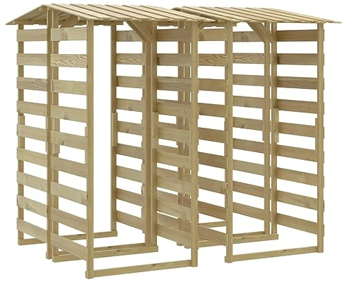 vidaXL 4X Kiefernholz Imprägniert Pergola mit Dach Unterstand Überdachung Kaminholzregal Brennholzregal Feuerholzregal Garten 100x90x200cm