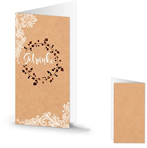 Logbuch-Verlag 10 Getränkekarten in Kraftpapier-Optik Vintage Boho Getränke Karten Barkarten zum Bedrucken Bar Lounge Hochzeit