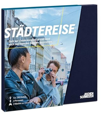 JOCHEN SCHWEIZER Geschenkbox Städtereise | Verschiedene Hotels an 73 Orten, Hotel-Gutschein für 2 Personen
