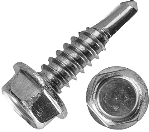 Techtanium Bohrschrauben 3,9 x 16 mm mit Sechskantkopf & Bund [Form K] aus Edelstahl A2 (20 Stück) | Sechskantschrauben | Holzschrauben | Schnellbauschrauben | DIN 7504