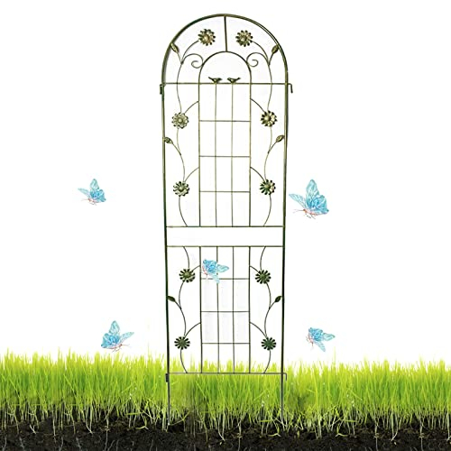 Eisen-Klettergitter Im Retro-Stil, 180 Cm × 50 Cm Großes Rankhilfe Rankgitter, Spalier Garten, Mit Blumen- Und Vogeldekoration, Kletterhilfe Für Kletterpflanzen ( Color : 180cm/70.8in , Size : 3 piece