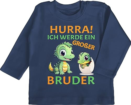 Baby Langarmshirt - Hurra endlich großer Bruder Ich werde Bin Monate Weiß Geschenk BZ11