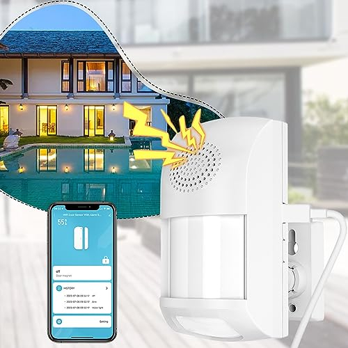 pour Tuya Smart Détecteur de mouvement pour maison intelligente Protection de sécurité Wifi-Bluetooth PIR Compatible avec détecteur de mouvement double son et lumière infrarouge Alarme