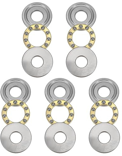QUARKZMAN 5 Stück Axiallager F8-22M Miniatur Schubkraft Kugel Lager 8x22x7mm Chrom Stahl mit Unterlegscheiben für Förderanlagen Maschinenbau