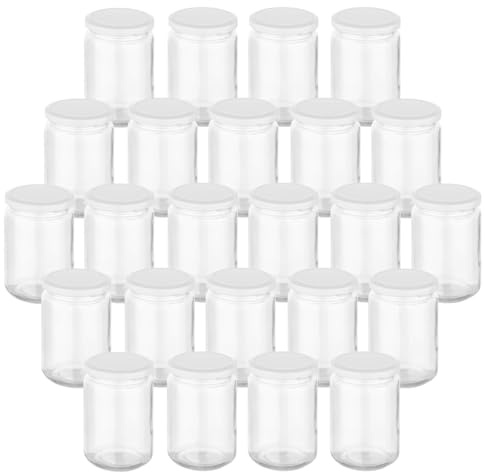 gouveo 24er Set Einmachgläser 350 ml (0,35 l) Einmachgläser 350 ml rund Twist-Off Schraubdeckel weiß aus Metall, Marmeladengläser, Schraubgläser, Vorratsgläser, Gewürzgläser (P24)