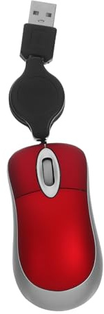 jojofuny Souris Filaire USB Mini Rouge 1000dpi en Plastique à 3 Touches | Modèle Photoélectrique, Câble Rétractable, Usage Bureau et Ordinateur Portable