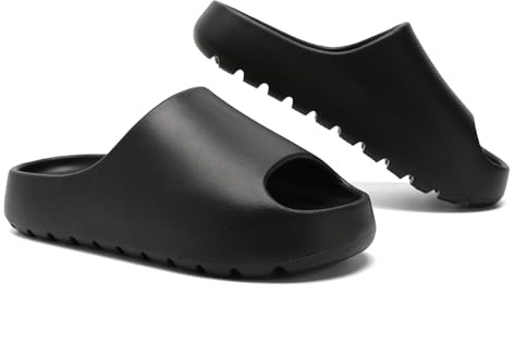 Uonesone Sliders kvinnor män sommar moln reglage, ultramjuk dusch badrum halkskydd snabbtorkande öppen tå supermjuka bekväma tjocka sultofflor tofflor tofflor tofflor inomhus utomhus, Svart, 37.5/38.5
