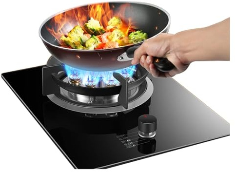 THEGA Vidrio Templado Estufa Gas - Portátil Estufas, Quemador De Cocina Fácil De Limpiar, Estufa De Gas Doméstica De Tamaño De Llama Ajustable, Placas De Cocción Empotradas Y De Mesa (Size : LPG)