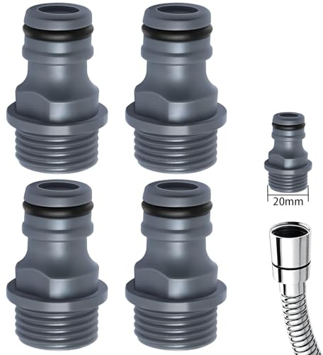 Yvyan Hahnverbinder G 1/2 Zoll / 20mm- 4 Stück, Schlauchverbinder Gartenschlauch Kupplung Nippel 1/2 zoll Schlauchanschluss G1/2 Außengewinde für Wasserhahn Adapter