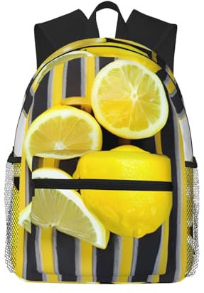 FRESQA Modischer Freizeit-Rucksack, multifunktionaler Reiserucksack, perfekt für den Außenbereich, Zitronenschale, gelbe Streifen, One size