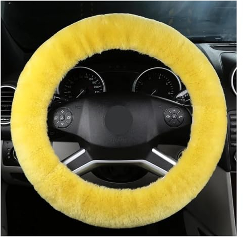 QPRPWHZI Lenkradhüllen Auto-Lenkradbezug Weicher Warmer Plüsch-Lenkradbezug Universelles 38-cm-Zubehör Auto Lenkradbezug (Color : Yellow)