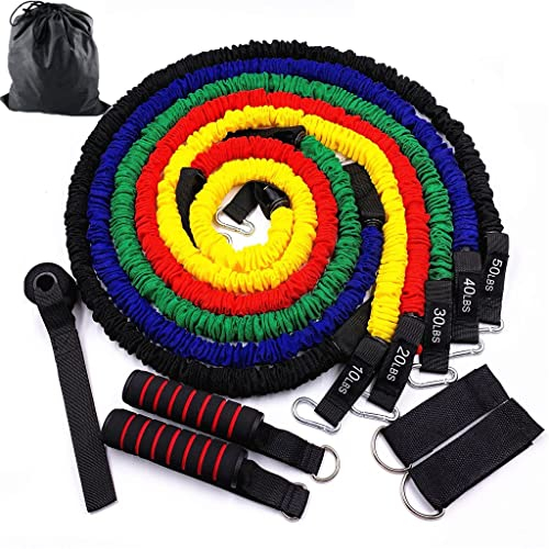 11-teiliges Set Widerstandsbänder für Training, Übungen, Trainingsgeräte, Yoga-Röhren, Zugseil, Gummi-Expander, elastische Fitness (Farbe: Mehrfarbig, Größe: 100 lbs)