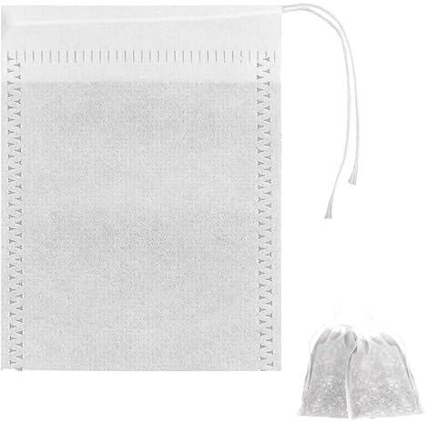 Tabanzhe 50 Pack Muslin Bags-6 x 8 cm Empty Tea, Coffee Filtering, Isolating Spices, Storage, and Infusion Mesh Drawstring Bags
