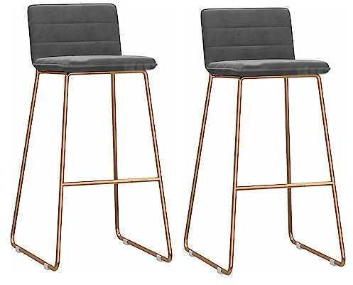GTOULHH Bar Stühle Bar Stools Samt-Barhocker, 2er-Set, Barhocker, Thekenhöhe, Stuhl Mit Rückenlehne, Metallbeinen Und Fußstützen Und Hocker Für Die Küchenbar Barhocker Outdoor(Gray Cushion)
