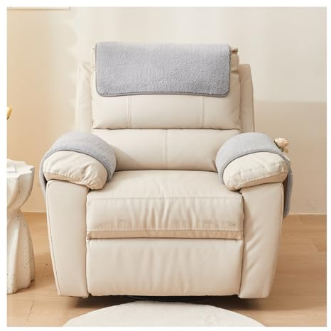 HonunGron Sofa-Armbezug, Lamm Samt Armlehnenbezüge mit Taschen, Plüsch Kopfstützenbezug für Sessel, rutschfeste Armlehnenschoner, Kopfstützenbezug für Sofa Stuhl Couch (Grau,2-Sitzer | 4 STK)