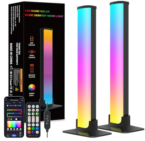 YIFMOO RGBICWW LED Lightbar, 35CM Musik Sync TV LED Hintergrundbeleuchtung, Smart RGB Ambient Gaming Lampe mit USB Kontrollbox, App Steuerung, Fernbedienung, Dimmbar Light Bar für PC TV Gaming Deko