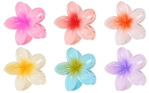 Flor Pinzas Pelo Mujer,6 PCS Pinza Pelo Flor Antideslizante Clips de Pelo de Flor Colores Pinzas Pinzas Pelo Mujer Flores Pinza Flor Hawaiana para Mujeres Niñas