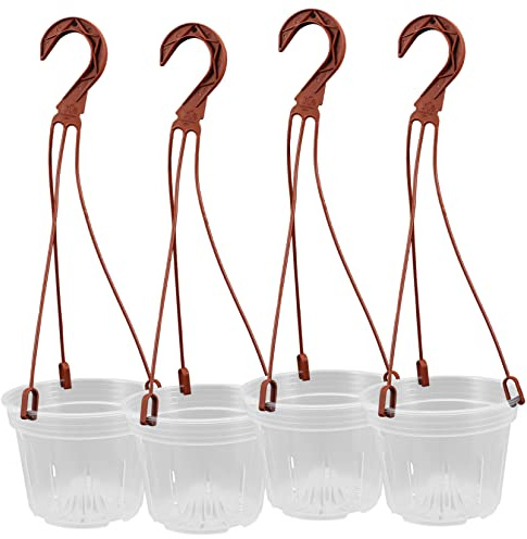 OFFSCH Pot De Fleur Suspendu en Plastique 17.72In JardinièRe Suspendue Respirante avec Bac Transparent pour OrchidéEs Et Plantes DéCoratives