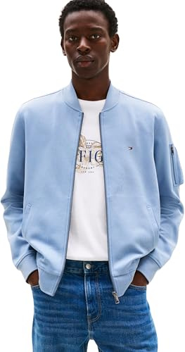 Tommy Hilfiger Uomo Giacca Bomber Essential con Zip, Blu (Brisk Blue), XL