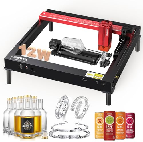 ATOMSTACK A12 Pro 12W Laser Graviermaschine Optische Lasergravur Maschine Leistung Lasergravierer Unibody Rahmen mit R2 V2 360° Laser Rotierende Walze
