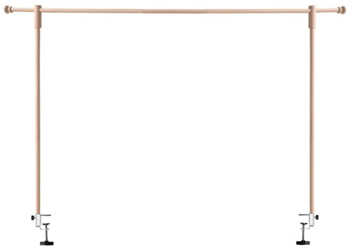 Beyeutao Wood Over Table Rod Stand Adjustable Table Rod 50-120 CM Tall 40-190 CM Length Wooden Table Rod Stand with Clamps Over Table Display Bar Decorations for Party Wedding Birthday Christmas