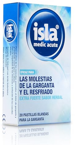 Isla Medic Acute - Pastiglie morbide per succhiare, alleviare il mal di gola e il raffreddore, con muschio islandese, per adulti e bambini a partire da 6 anni, sapore di erbe extra forte, 20 pillole