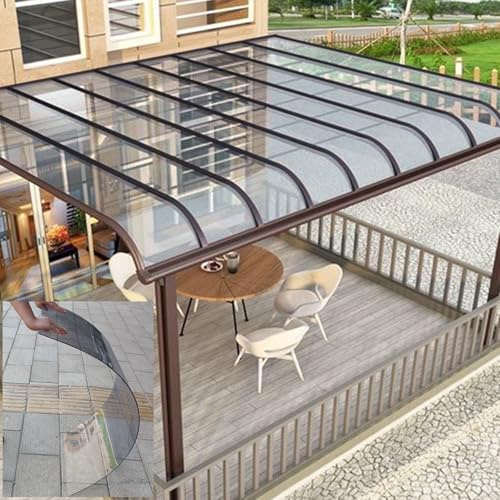 KUKIXKK Policarbonato Placas Transparente Planchas Transparentes Tejados 1.5MM Protección UV Paneles de Techo Transparente PVC planchas Techo de marquesina para Exteriores(Gray,200x300cm)