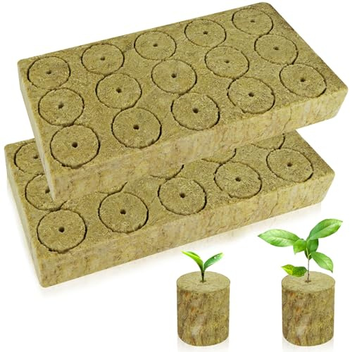 Nuyoah Steinwolle Anzucht Würfel Hydroponik Rockwool Cube Steinwollwürfel 4x4x4cm 30Stk Rockwools Grow Cubes Pflanzen Hydroponic Steinwolle Rund für Bodenlose Anzucht Stecklinge Klonpflanzen