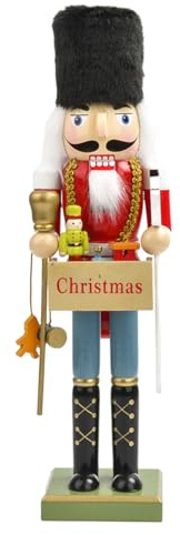 LfrXtra Marionnette Casse-Noisette De Noël 38cm 4 Pièces Ornements De Bureau Dessins Animés Noix Soldats Poupée Ornements De Noël