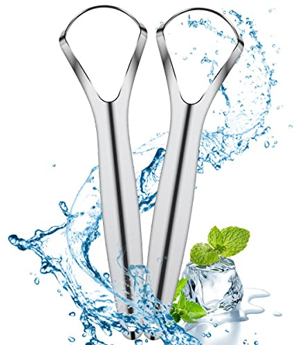 Zungenschaber aus Edelstahl, Zungenreiniger mit breitem Kopf, reduziert Mundgeruch, Zungenschaber für Mundhygiene und frischen Atem