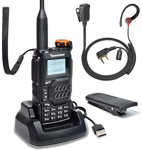 Quansheng UV-K5 VHF UHF Walkie Talkie | portátil Recargable de Dos vías de Radio para el Estudio/Exterior/Coche (con auriculares rojos en forma de G)