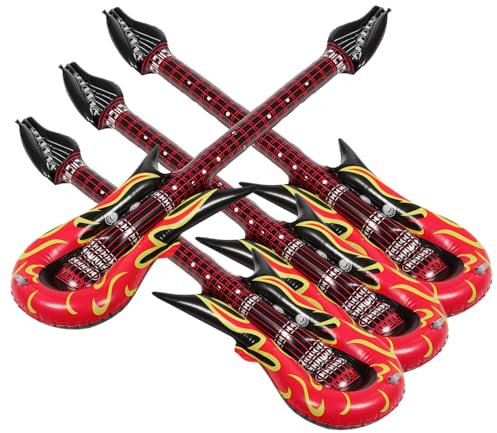 Hemobllo Guitarra Inflable De PVC para Niños, Tamaño Estándar, Juguete Inflable Reutilizable, Accesorio para Fiestas Infantiles y Decoración Divertida 4 Piezas