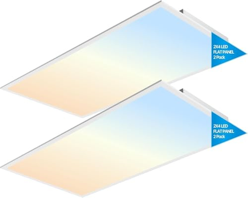 FlipToLed 2 Pack 2x4 LED Flat Panel Lights for Drop Ceiling, Troffer Replacement Fixture, 3740-9000 LM, 30W/40W/50W/60W/72W, 3000K/3500K/4000K/5000K/6500K, 0-10V Dimmable, ETL DLC Listed