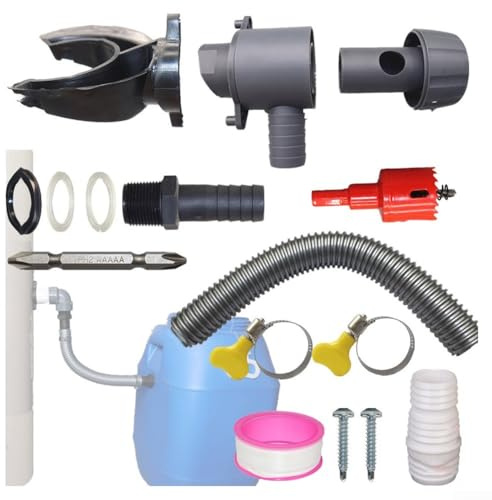 Volakebeing Regenwasser-Ernte-System mit PVC-Rohrsammler, flexibler Schlauch, 50–100 cm, grau, für Dachabfluss, Wassersammlung, Fallrohre, 70–110 mm, Behälteranschluss-Dichtung (50 cm)
