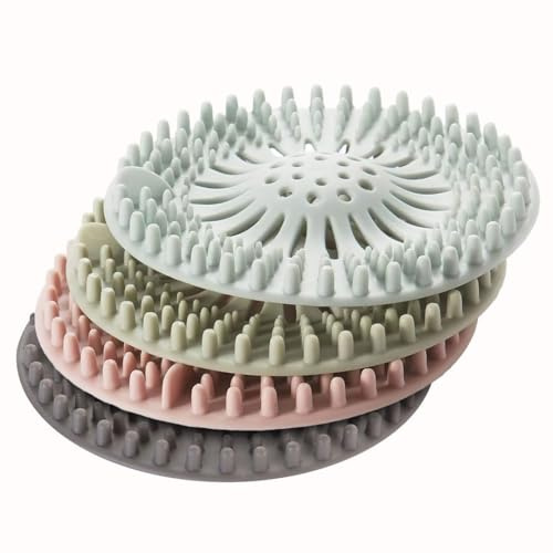 4-Pack Silikon Abflusssieb, Haarsieb Dusche,Abflusssieb Dusche für Badezimmer, Badewanne, Waschbecken, Küche und Badezimmer