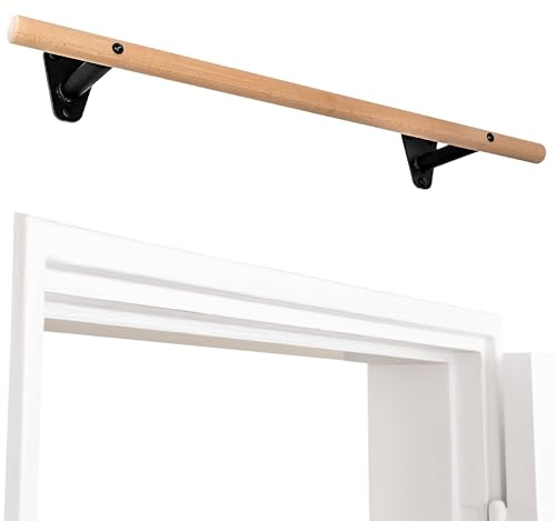 PULLUP & DIP barra per trazioni in legno di faggio – da fissare a parete sopra il telaio della porta – barra 40 mm per trazioni e forza di presa – barra da parete per palestra domestica