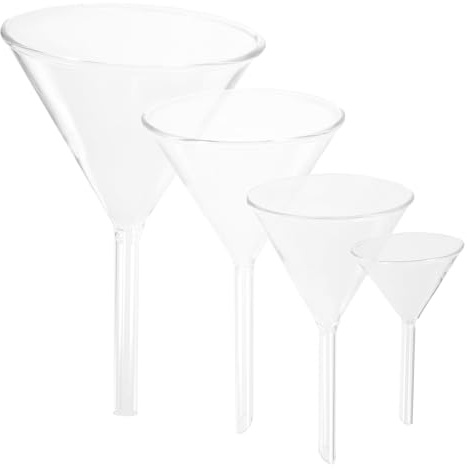 ULTECHNOVO 4 Piezas Embudos de Vidrio de Laboratorio Embudos de Borosilicato Transparentes Resistentes para Experimentos Científicos Precisos