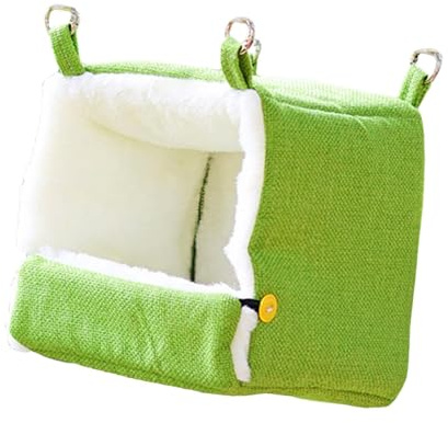 Milageto Nido cálido de Invierno para pájaros con Calefactor, Accesorios para Jaula, cobertizo con Calefactor de Invierno, Hamaca Colgante para periquitos, Verde