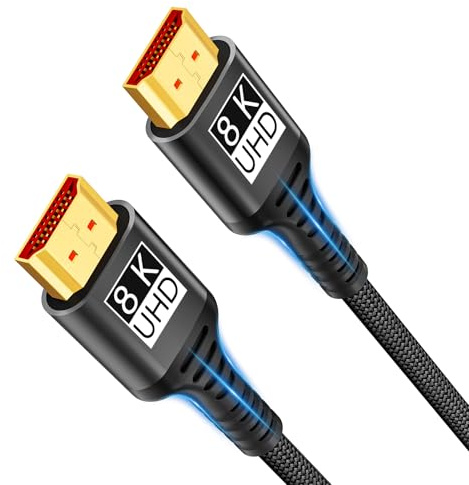 Kryoza Câble HDMI 8K 1m,Cable HDMI 2.1 8K@60Hz 4K@120Hz 7680P Ultra Haute Vitesse Supporte HDR10 3D eARC HDCP2.2&2.3,Compatible avec PS5/4 X-Box/HDTV/Blu-ray Player/Projecteur/Moniteur/PC