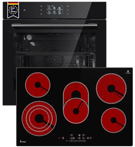 KKT KOLBE Cuisinière autonome | Four encastrable 60 cm EB8017TFT | Plaque de cuisson vitrocéramique CH7705RL 7705RL | Écran TFT | Fermeture douce | Catalyse | Fonction pizza | Barbecue | Chaleur