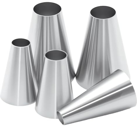 5 Pezzi Beccucci grandi per glassa,in Acciaio Inox,Beccucci Punte sac A Poche Grandi, per decorare torte, cupcake, fondente