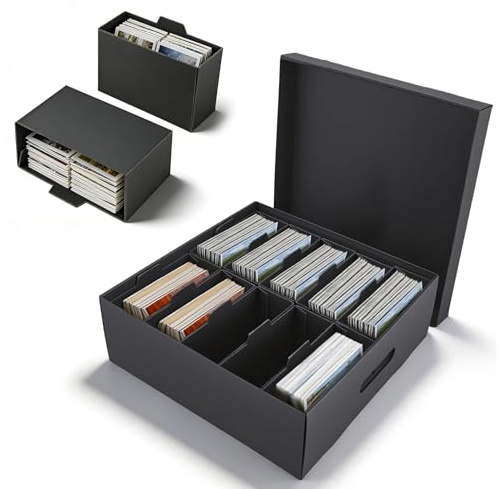 2er-Set Foto-Aufbewahrungsbox & Organizer, Dekorative Box mit Deckel für 10x15 cm Fotos, Scrapbook-Material, Stempel & Umschläge – Tragbarer Aufbewahrungsbehälter für Handwerk Aufkleber Foto (Schwarz)