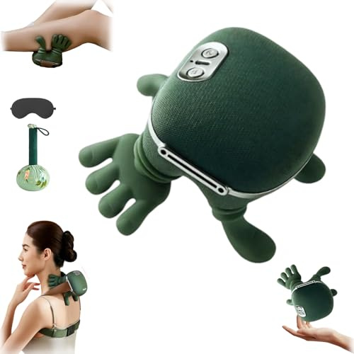 Bionisches Knet-Massagegerät mit Wärmefunktion, 4D Knetmassage, Kabelloses Handmassagegerät, 3 Massagegrade & 2 Temperaturstufen, für Nacken Schulter Rücken