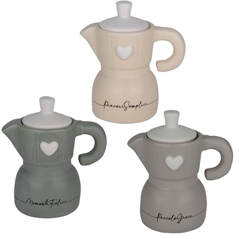 Doni Bomboniere Matrimonio 1 pz Zuccheriera A Forma di Moka Comunione Cresima Compleanno Battesimo Anniversario con Cuorcino E Frasi Assortite: Momenti Felici Piaceri Semplici Piccole Gioie Idee