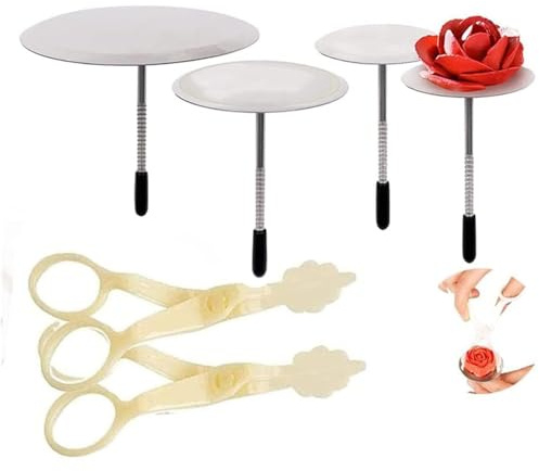Cake Flower Nail Lifters Set - Stainless-Steel Baking Tools,6 Pcs,Icing Flowers Decoration