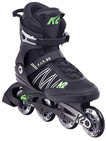 K2 Skates Herren Inline Skates F.I.T. 80, Black - Green, 30E0873.1.1.120