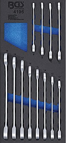 BGS 4196 | Bandeja para carro 1/3: Juego de llaves combinadas con carraca | 8 - 19 mm | 12 piezas